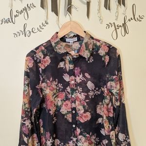 BD Collection Floral Sheer Button-down Size S